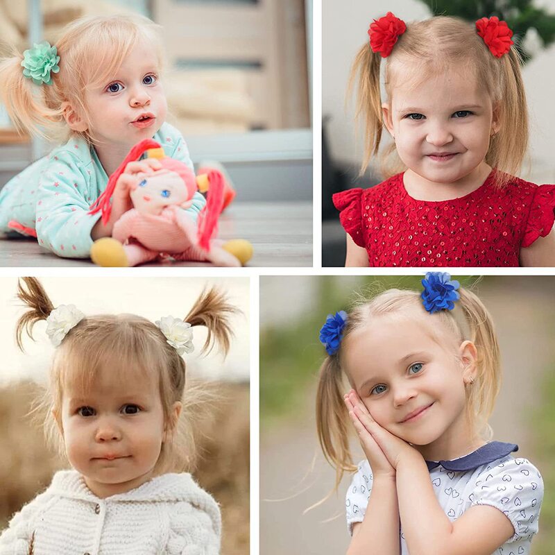 アマゾンの欧米の子供のヘアピンの蝶結びの前髪はシフォンの花を挟みます。|undefined