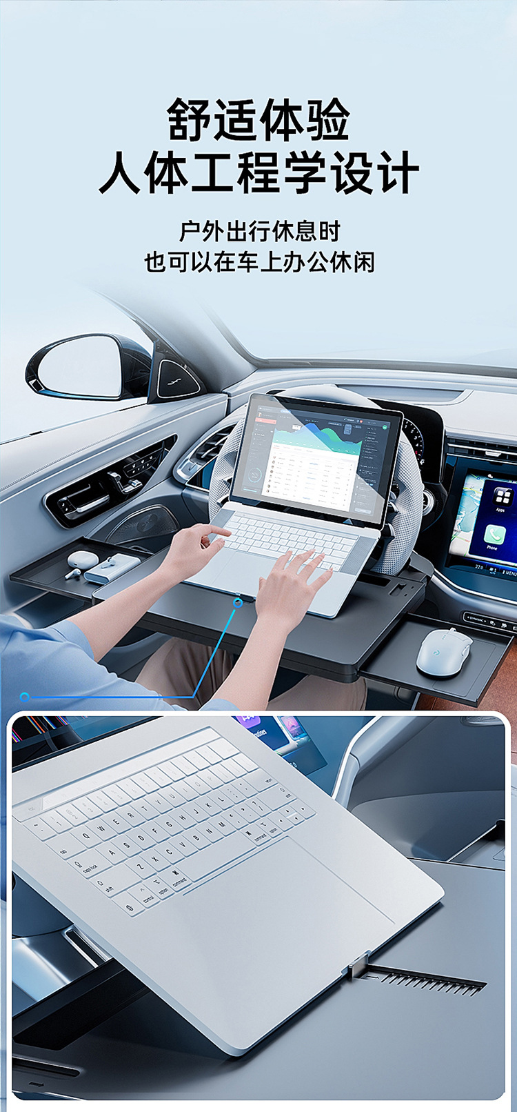 Cross-Border Best-Selling Car Steering Wheel Small Table Board, Car-Mounted Floating Dining Table Board, Water Cup Holder, Multifunctional Small Table Board for the Car