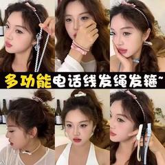 4着で完結！チョーカーとしても使えます！スイートガール電話コードヘアロープヘアフープ女性雰囲気ヘアバンドヘアアクセサリー