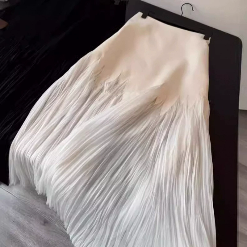 Лепестки плиссированные юбки с высокой талией Летний темперамент кружевные тяжелые складки