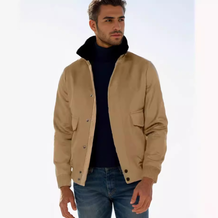 Νέα ανδρική ζακέτα με βελούδινο γιακά και μάλλινο παλτό για την άνοιξη και το φθινόπωρο του 2024, casual_voghion.com