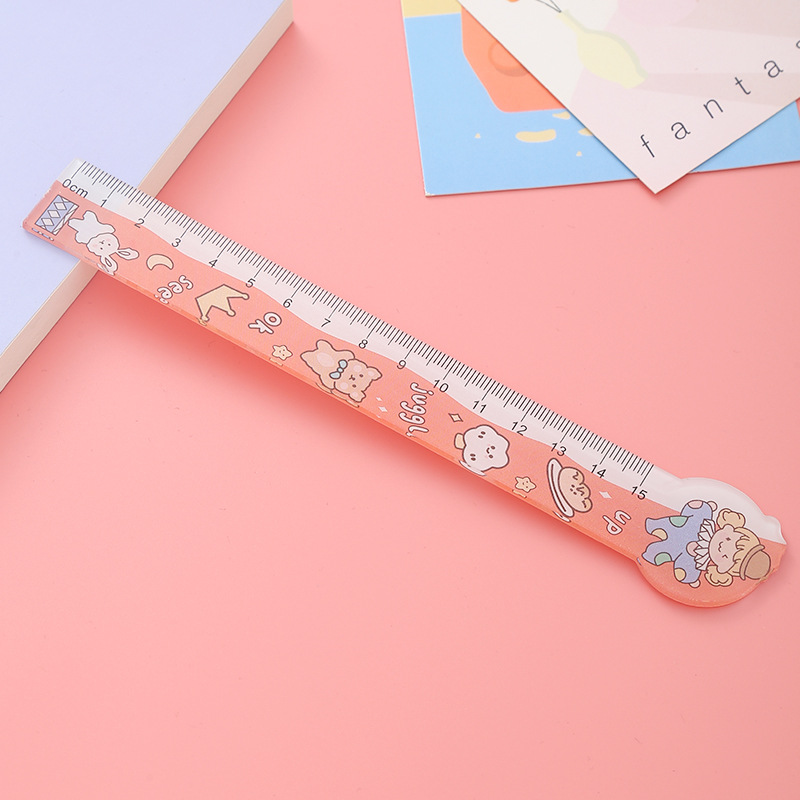 Regla recta de dibujos animados creativos de 15cm regla de plástico de forma especial para estudiantes con papelería multifuncional encantadora premios para niños al por mayor