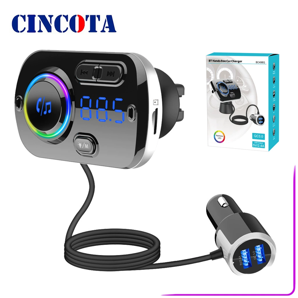 BC49BQ дыхание атмосфера легкий автомобиль голосовой помощник Быстрая зарядка беспроводной Bluetooth MP3 автомобильный телефон FM-передатчик