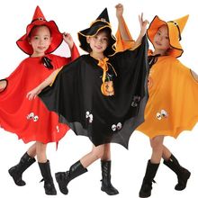 万圣节魔法师南瓜斗篷套装儿童新款cosplay女巫披风帽子表演服饰