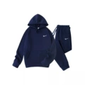 Navy blue suit, white label