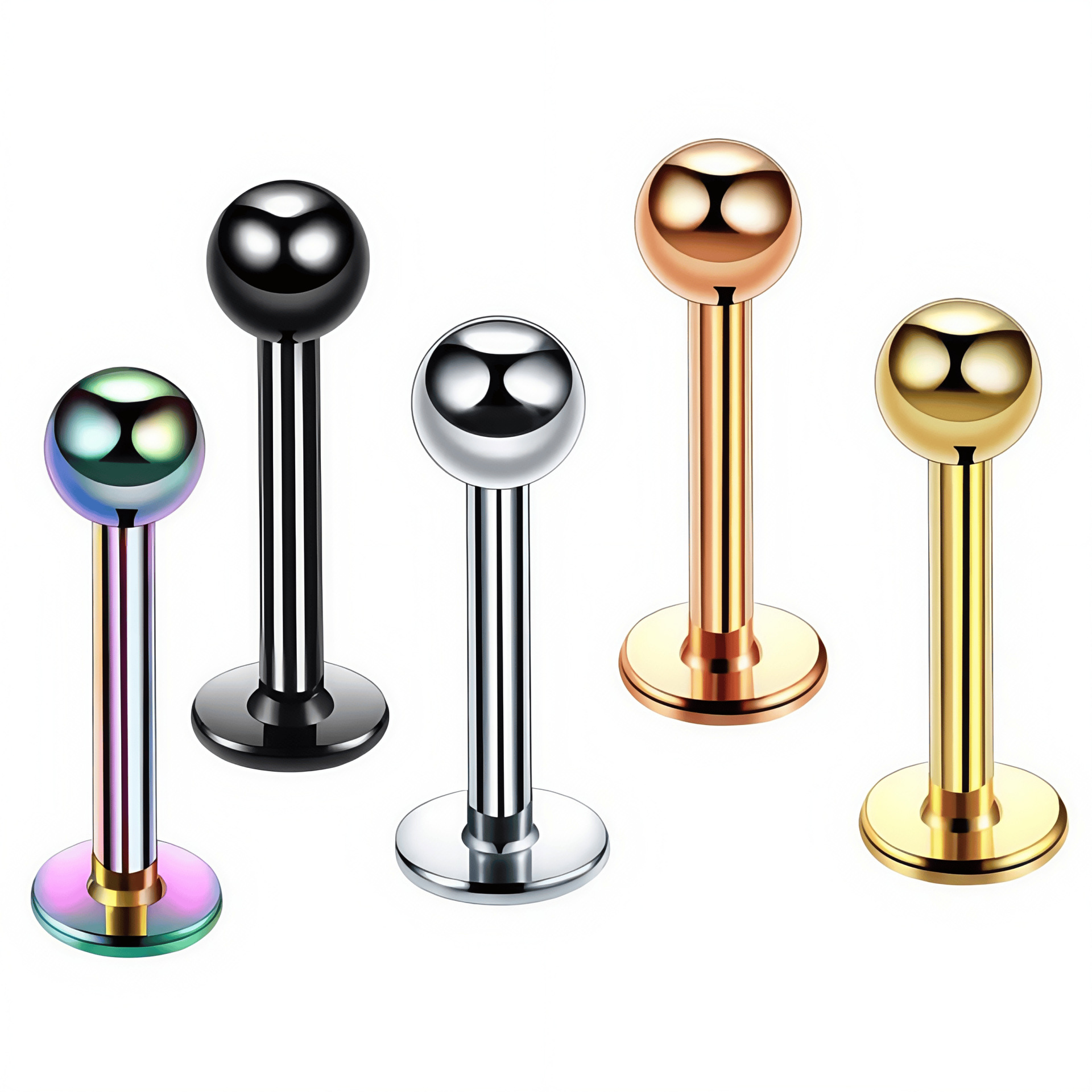 G23 Titanium External Thread Cone Ball Round Cake Tongue Nail Lip Ear Bone Nail - 1.2x16mm Ti Alloy Body Piercing Jewelry detail image 8