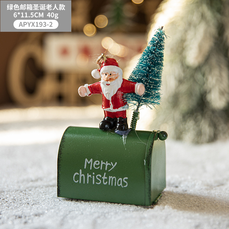 Navidad nuevo árbol de Navidad Santa Claus buzón hierro pintado decorativo colgante decoraciones navideñas