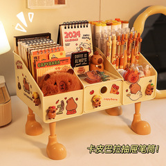 大容量分格筆筒辦公室學生桌面鉛筆兒童創意可愛輕奢高級感收納盒