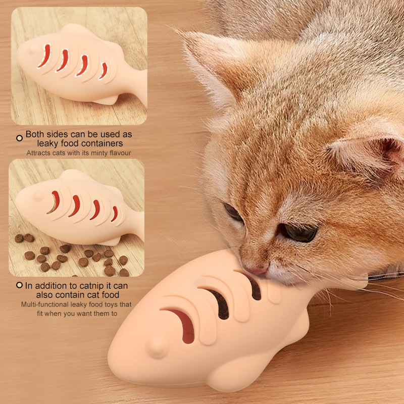 Cross-border cat toy silicone fish cub self-hi cat stick fish bite happy kitten supplies snacks mint toys
