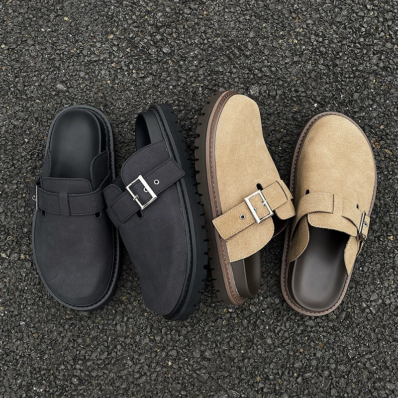 Универсальный вариант для поездок на работу! Старый стиль ~ мужские тапочки Birkenstock из натуральной кожи, тапочки-мулы без шнуровки, уличные мужские сандалии