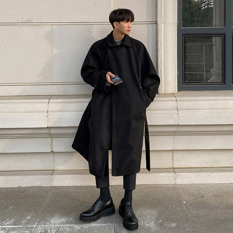 MYQ abrigo de lana de invierno de los hombres engrosada media-longitud estilo coreano de moda de alto grado sobre la rodilla gabardina abrigo de lana