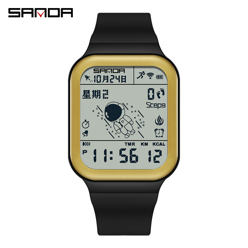 SANDA caloría paso contando reloj electrónico deportes al aire libre impermeable astronauta estudiante juventud reloj 6101