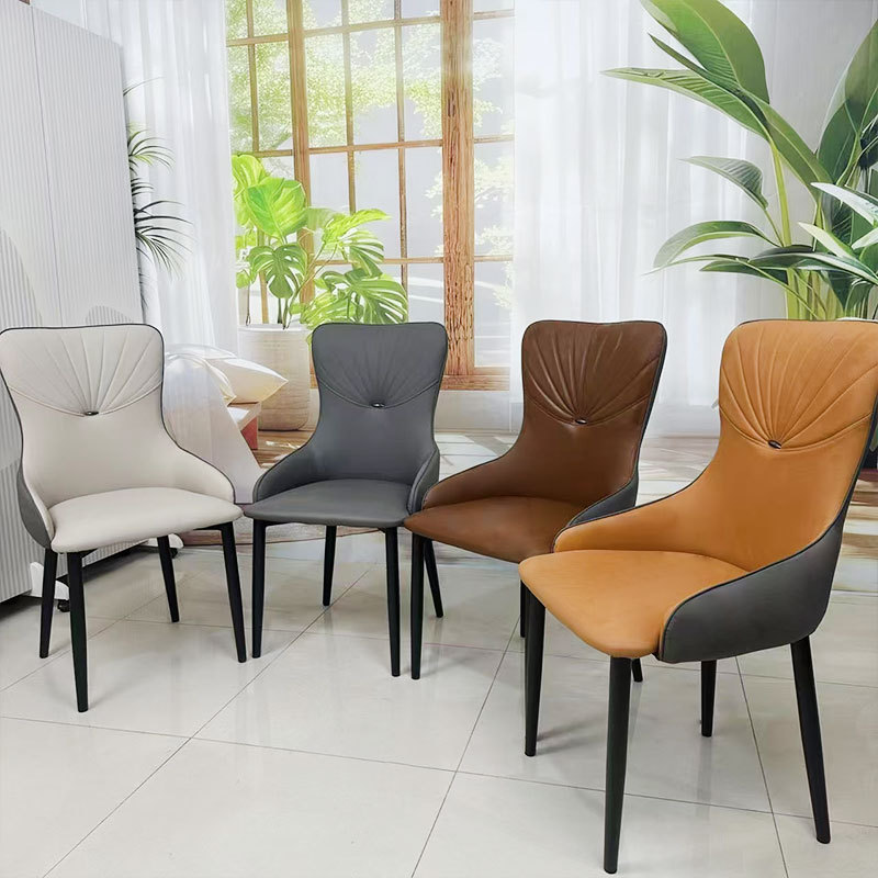silla de comedor de cuero casera moderna y simple fábrica de silla de comedor casuales pequeños hogares casuales red bolsa suave silla de comedor con respaldo