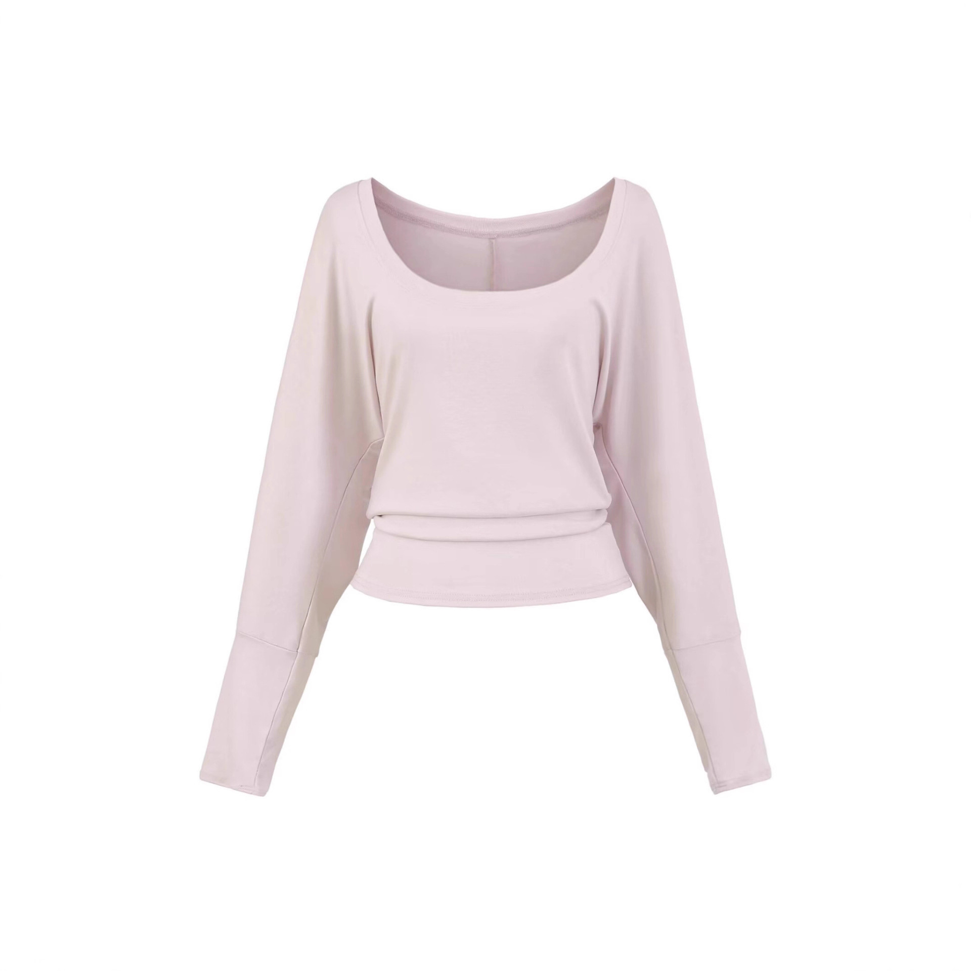 Tencel Large U-Neck Long-Sleeved Blouse, One-Line Collar Long-Sleeved T-Shirt Top with Bottoming Shirt, New Style Pure Desire