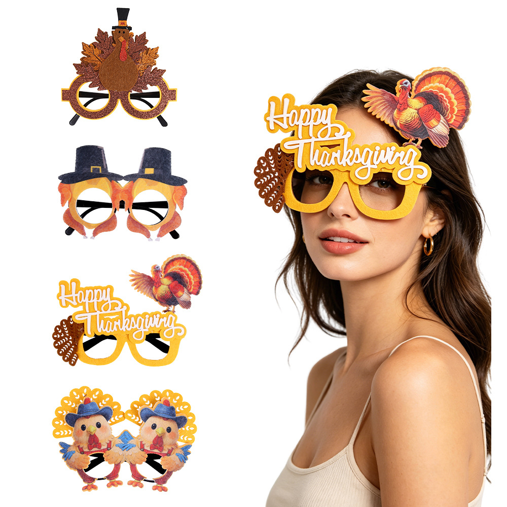 Acción de Gracias transfronteriza fiesta de fotos accesorios gafas de hoja de pavo de otoño decoración del festival de cosecha asado marco de gafas de pavo