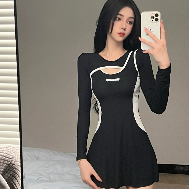 Популярный купальник женский, блузка с длинными рукавами, цельное платье для защиты от солнца, чехол для живота, похудение, полноценное чувство, праздник, горячая весна, консервативный