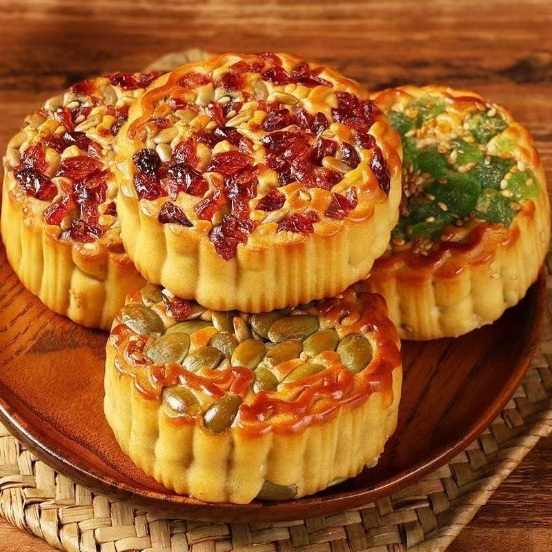 坚果五仁月饼传统中秋月饼老式糕点零食多口味坚果五仁月饼|undefined
