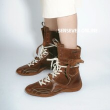 【现货】2025新款拳击靴平底马丁靴女磨砂复古系带短靴小众德训鞋