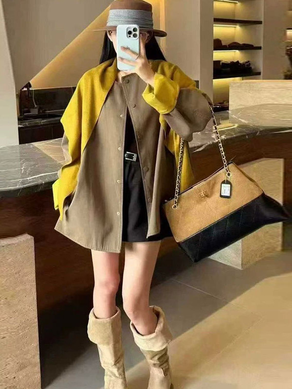 高端欧货慵懒风披肩风衣女2025年秋季新款显瘦百搭休闲中长款外套|undefined