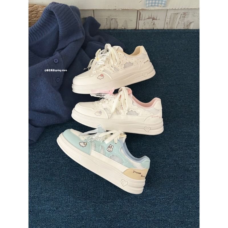 Spring Shop Thick-Soled Sneakers for Women 2026 New Spring Versatile White Shoes Sports Mesh Breathable Loafers