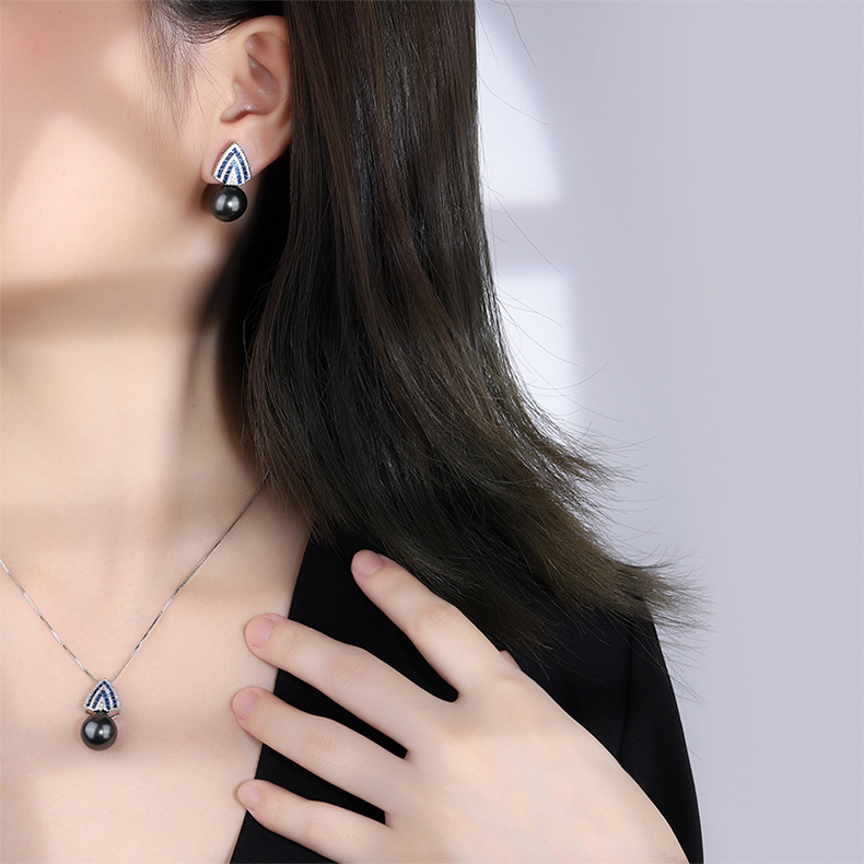 Lady Geometric Copper Gold Plated Rhinestones Pearl Jewelry Set 1 Piece