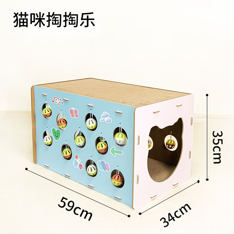 Rascador para gatos con bola colgante, duradero, resistente a los arañazos y que afila las uñas, juguete para gatos todo en uno para jugar y dormir, suministros para mascotas, papel corrugado.