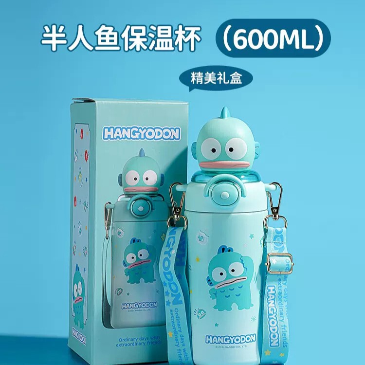 ステッチピカチュウ子供用魔法瓶カップ漫画ポータブルステンレス鋼ケトル学生かわいいストラップウォーターカップストロー|undefined