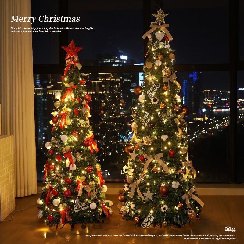 Nuevo árbol de Navidad plegable encryptado luminoso diy decoración de Navidad doméstica en el viento paquete de adornos grandes