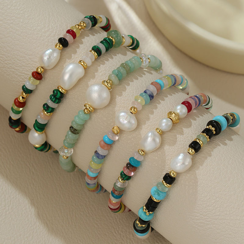 Ins Baroque Pearl Bracelet Colorfulful Beaded Dopamine Adjustable Size Versatile Hand Jewelry Wholesale
