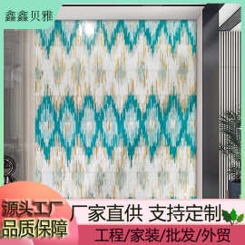 蓝色几何波浪线马赛克艺术拼图卫生间浴室酒店民宿商超店铺背景墙
