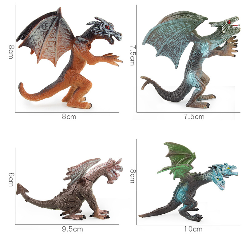 Dragón de dinosaurio Jurásico dragón mágico occidental modelo de Dragón Volador mutación Dragón de doble cabeza modelo de tamaño pequeño adornos hechos a mano