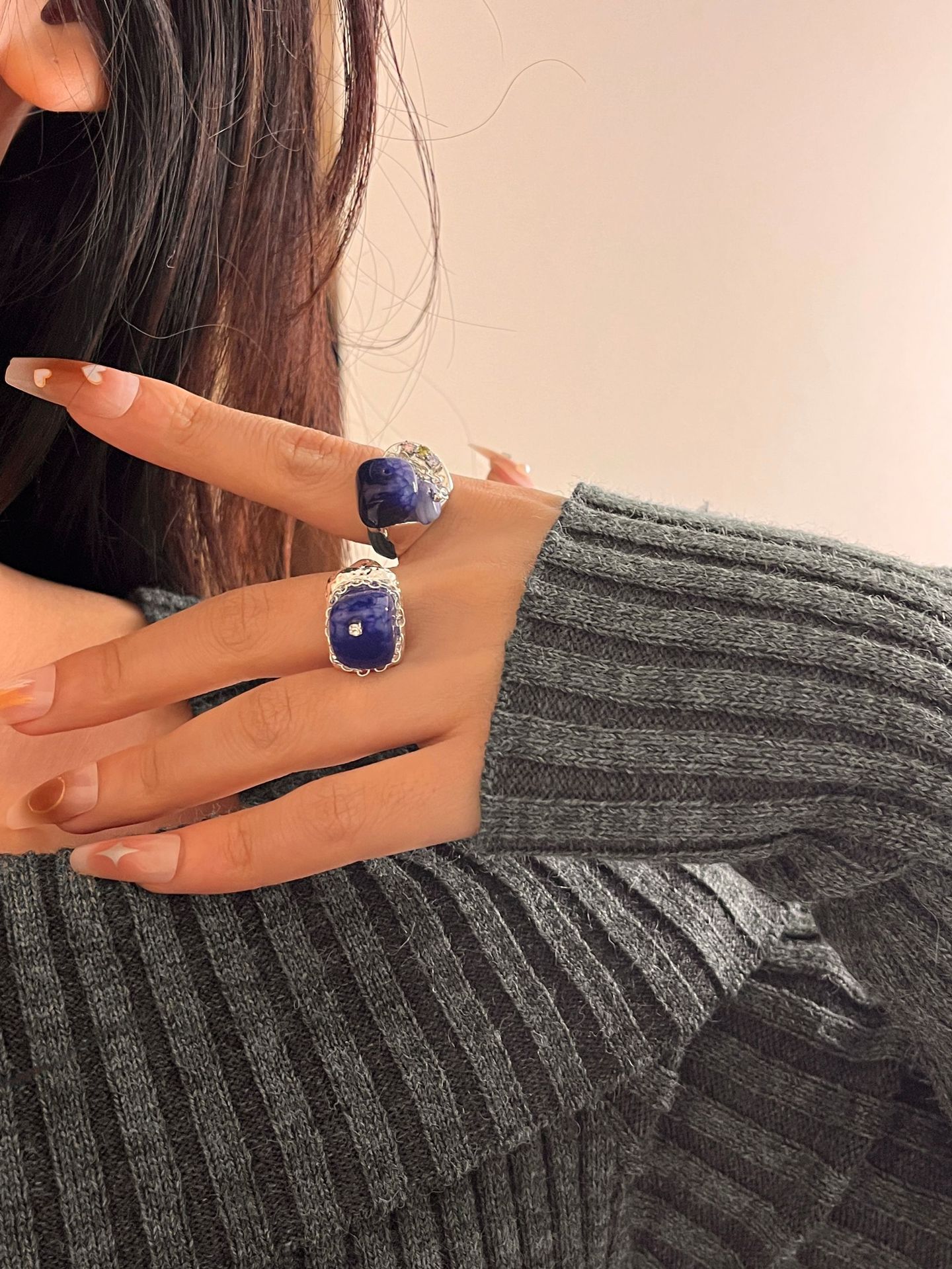 Natural Stone Ring For Women Stylish Beaded Ring For Her_voghion.com