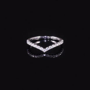 Fashionable Pure 18K Gold V-Shaped Ring 9/10/14K Gold Ring Round Moissanite Platinum Ring Secondary Ring for Women