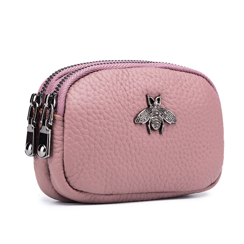 Explosive Foreign Trade Genuine Leather Mini Coin Purse Women's Coin Bag Cowhide Simple Double Zipper Cute Hand Coin Bag