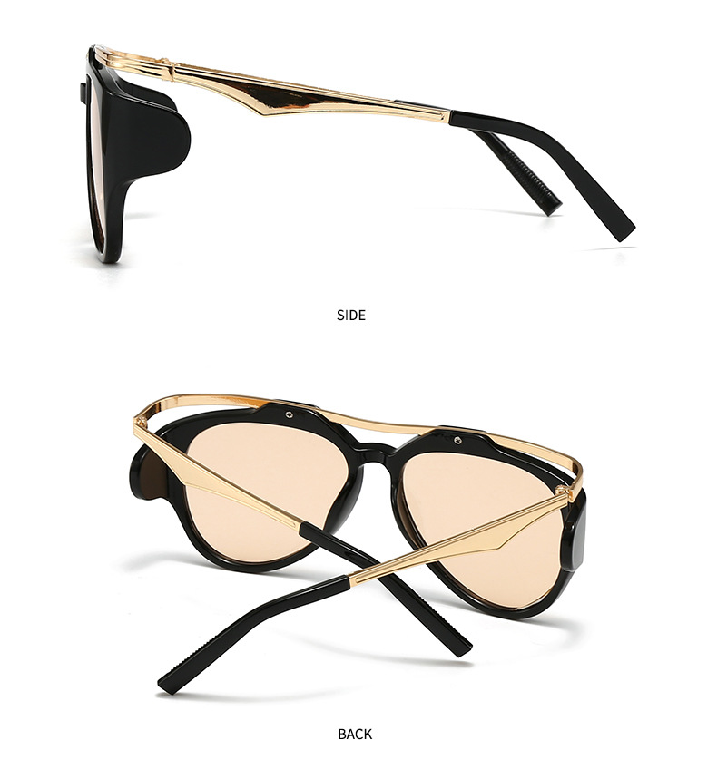 Commercio estero Esplosioni transfrontaliere Occhiali da sole Fotografia di strada europea e americana Ins Internet Modello rosso Occhiali da sole geometrici in metallo Donna LH16_voghion.com