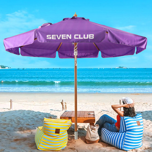 Purple Internet Celebrated Large Beach Sun Umbrella Large Imitation Wood Grain Outdoor Sun Umbrella Advertising Umbrella Stall 3 m
