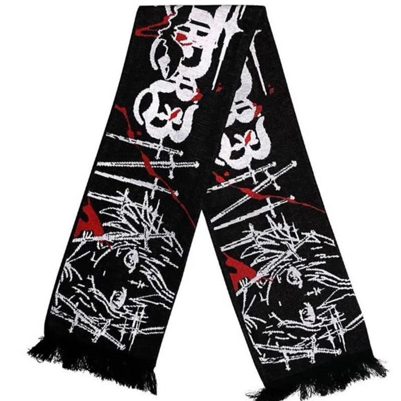 欧米のマフラーは秋冬の新型の暗黒風の炎の要素の両面のジャカードの情況の潮流に合わせてマフラーの頭巾を掛けます。|undefined