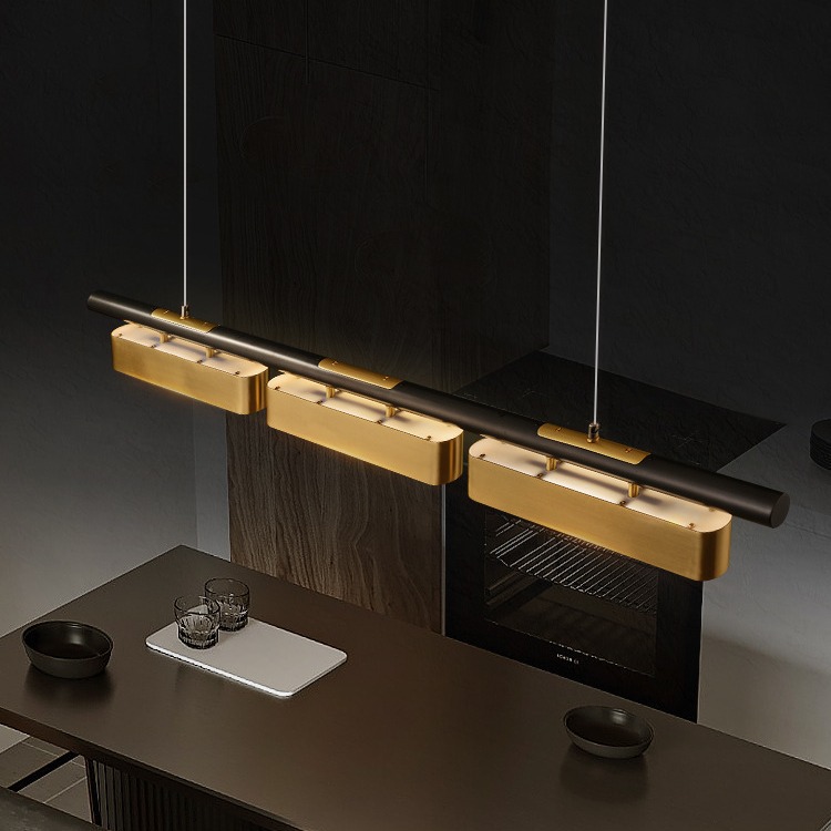 Nuevo restaurante chino lámpara de barra larga lujosa mesa de comedor de cobre bar de isla moderna minimalista sala de té lámpara de luz