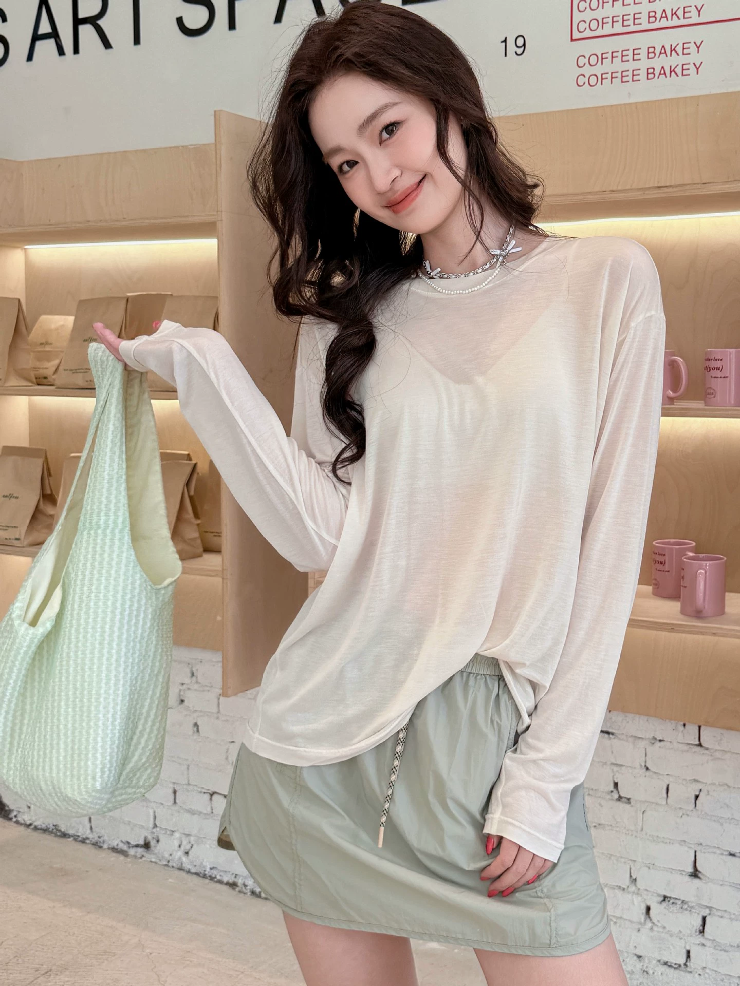 Long-sleeve, summer ultra thin base T-shirt, oversize