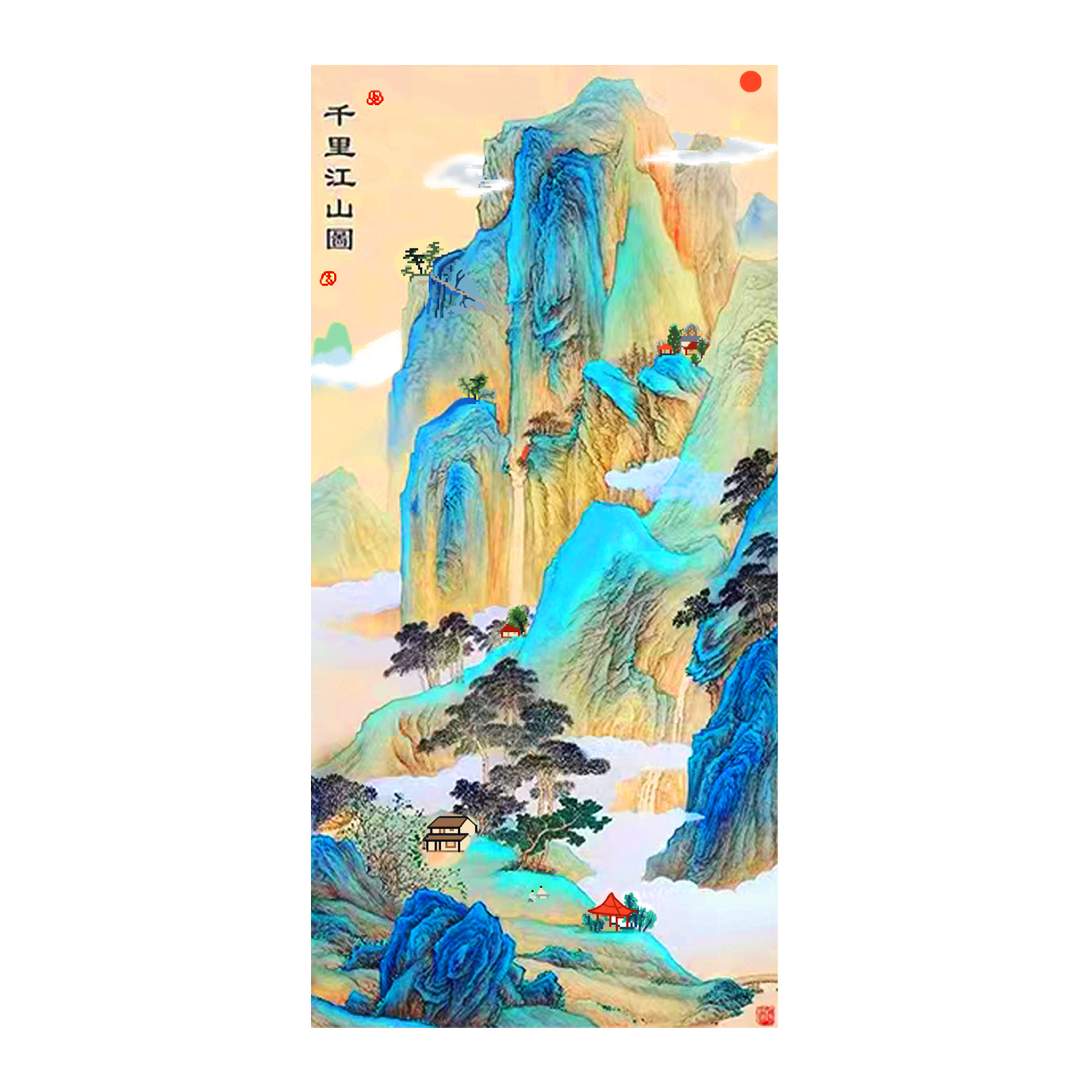 Productos genuinos Mona Lisa Royal punto de cruz Qianli Jiangshan versión vertical nueva sala entrada pintura decorativa bordado hecho a mano image 5