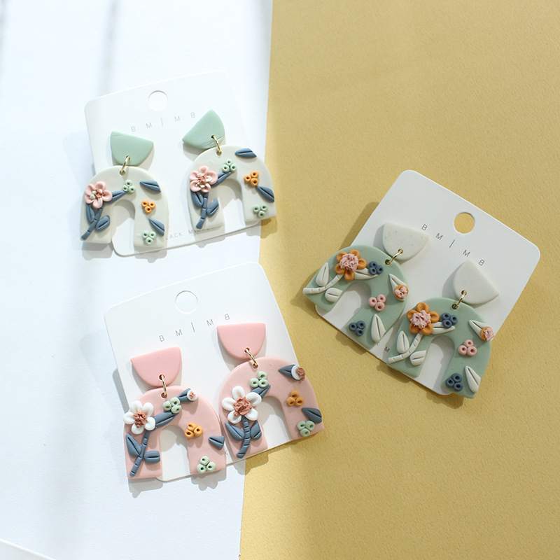 20g Weight Drop Earrings Classification 1 Pair Quantity Daily Occasion soft clay Material Water Droplets Pattern Women'S Gender Handmade Design Retro Style 1 Pair Retro Water Droplets Soft Clay Handmade Women's Drop Earrings 1