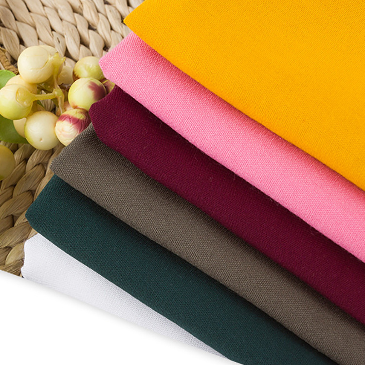 Productos listos 30s * 30s de color sólido 100% viscose tela de vestido
