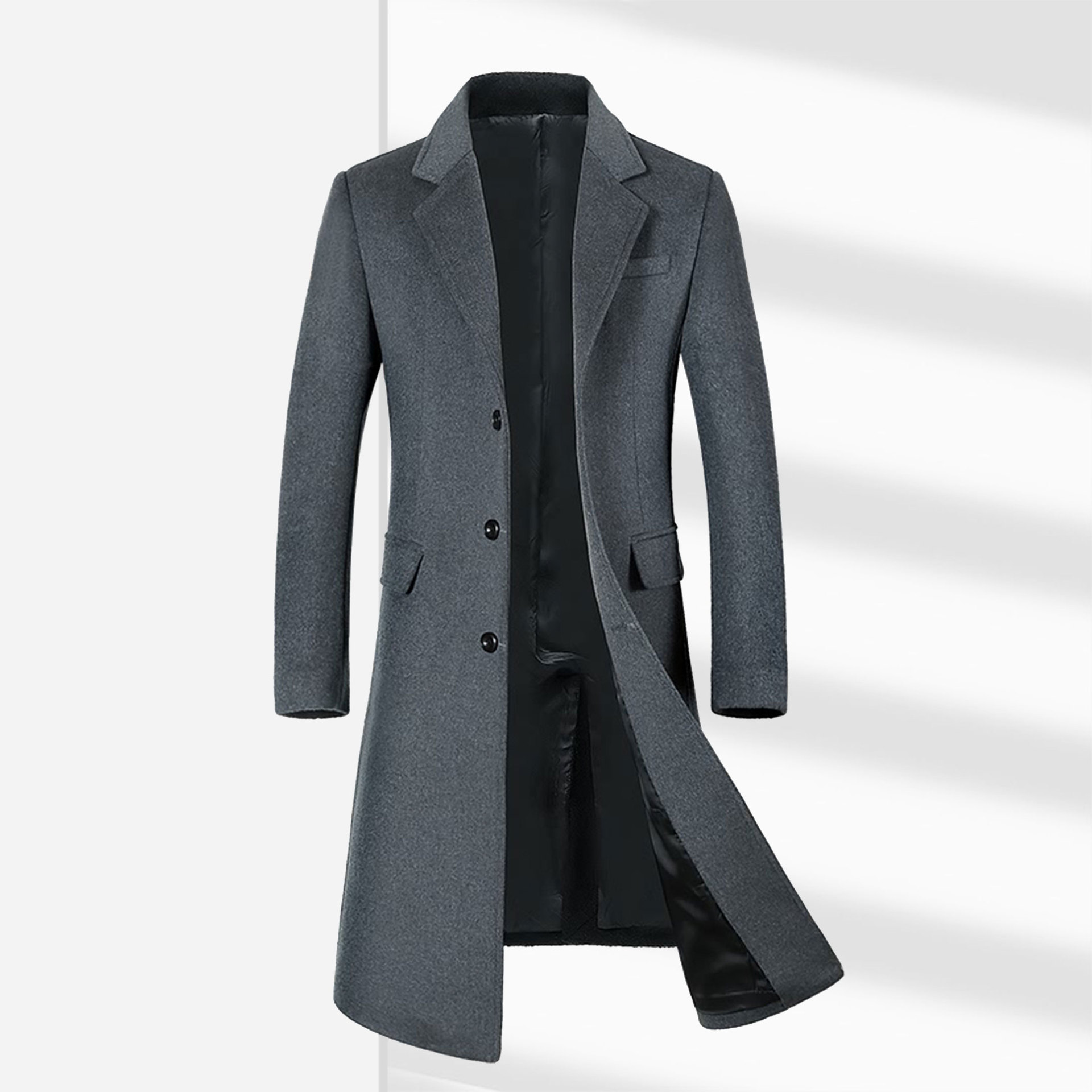 Capa de lana transfronteriza de los hombres de la Juventud de invierno de algodón y engrosamiento británico pintado largo de lana abrigo de los hombres