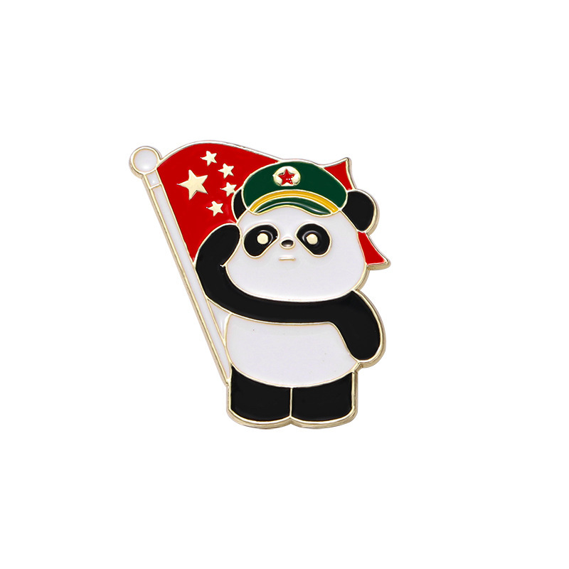 国庆节熊猫纪念品徽章卡通动物五星红旗我爱中国金属胸针国庆礼物|undefined
