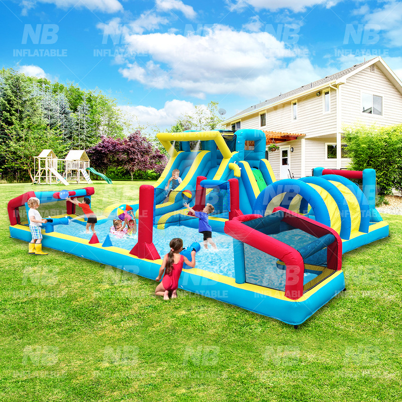 Cross-Border Children's Inflatable Castle Outdoor Water Spray Slide Indoor Trampoline Household Small Trampoline Paddling Pool