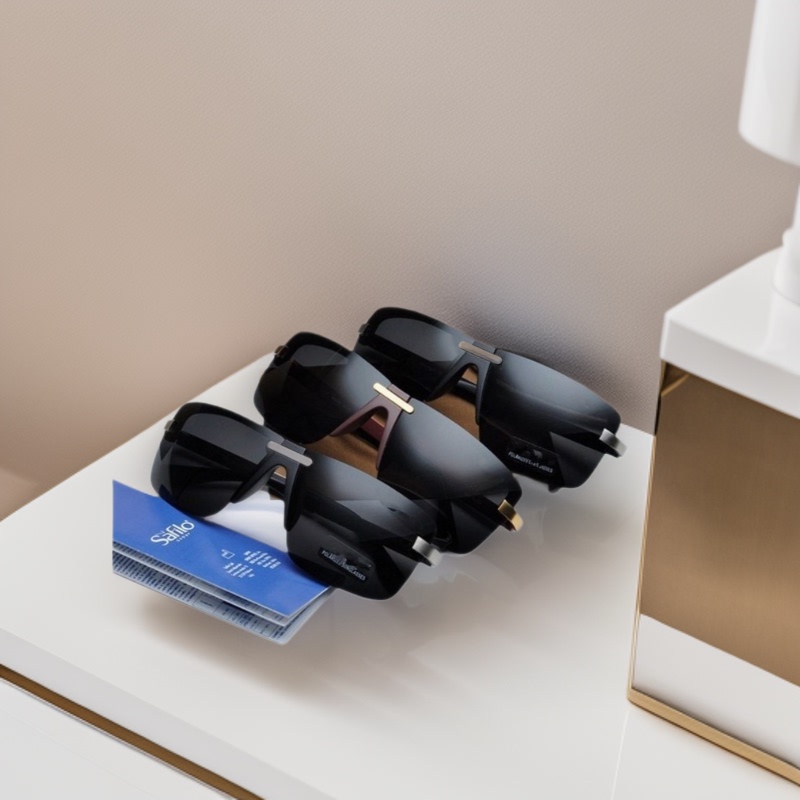 Cross-Border Manufacturers Directly Supply New Men's Metal Polarized Sunglasses Rimless Glasses Driving and Cycling Square Sunglasses for Women