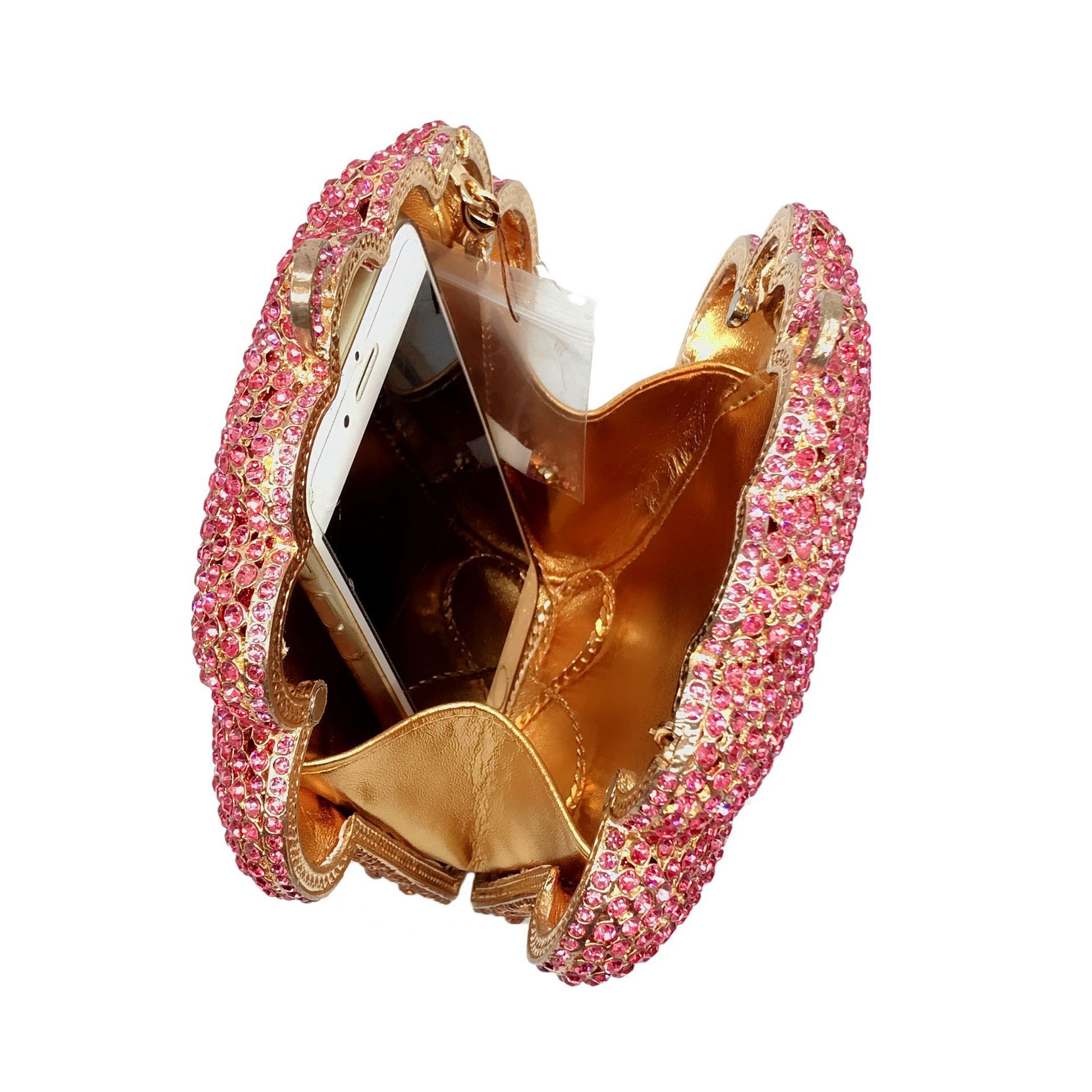 Bolsa de helado helado con diamantes para banquete bolsa de cristal de metal de mano bolsa de banquete rosa