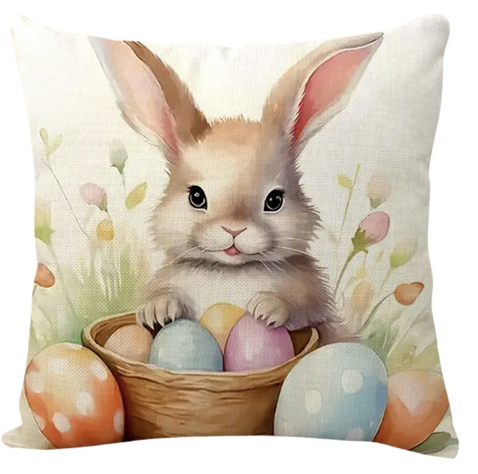 Amazon transfronterizo conejo de Pascua huevo lino almohada cubierta de cojín de coche de oficina sofá