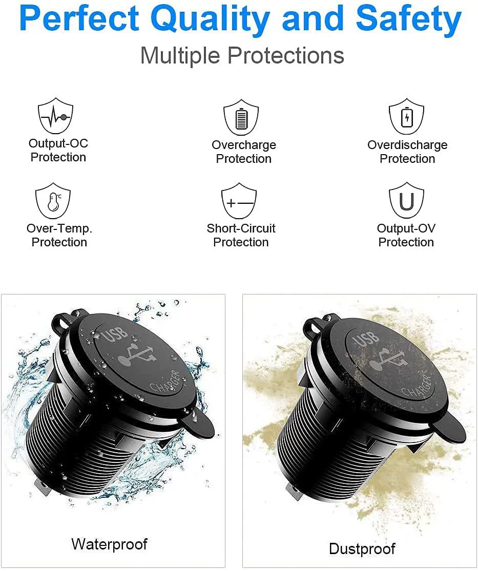 Зарядное устройство для автомобиля с QC3.0 быстрая зарядка, двойной USB, автомобильная зажигалка 24В, грузовик, PD быстрая зарядка