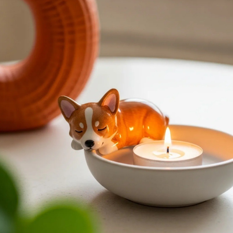跨境新品Puppy Tea Light Holder 小狗烛台摆件树脂摆件工艺品|undefined